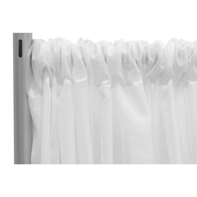 1 Pc, Sheer Voile Flame Retardant (Fr) 14Ft H x 118" W Drape/Backdrop Curtain Panel - White Machine Washable Cold & Low Heat for Wedding, Birthday, Shower, Tradeshow, or Events