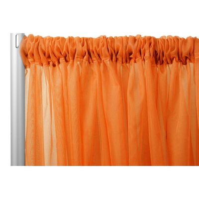 1 Pc, Sheer Voile Flame Retardant (Fr) 10Ft H x 118" W Drape/Backdrop Curtain Panel - Orange Machine Washable Cold & Low Heat for Wedding, Birthday, Shower, Tradeshow, or Events