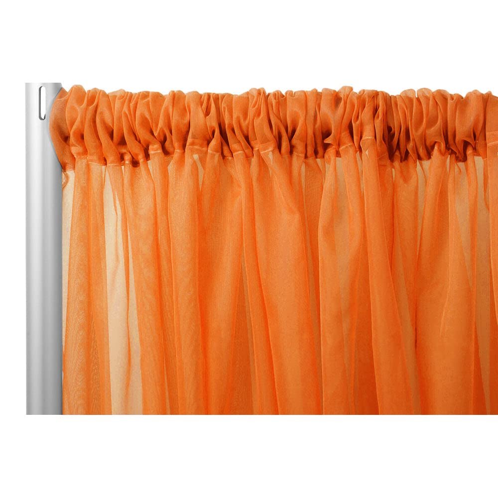 1 Pc, Sheer Voile Flame Retardant (Fr) 10Ft H x 118" W Drape/Backdrop Curtain Panel - Orange Machine Washable Cold & Low Heat for Wedding, Birthday, Shower, Tradeshow, or Events