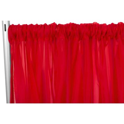 1 Pc, Sheer Voile Flame Retardant (Fr) 14Ft H x 118" W Drape/Backdrop Curtain Panel - Red Machine Washable Cold & Low Heat for Wedding, Birthday, Shower, Tradeshow, or Events