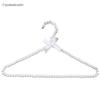 5/10pcs Clothing Pearl Pattern Women Hangers Plastic Beaded Bow Dress Coat Clothes Rack Wardrobe Bedroom Storage Cabinet Organi (White,5pcs) view 2