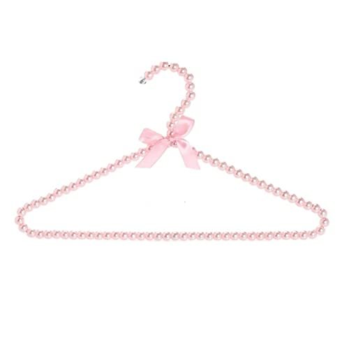 5/10pcs 40cm Clothes Pearl Hanger Plastic Beaded Bow Clothes Hangers Dress Coat Closet Organizer Dry Rack Storage (Pink,10pcs)