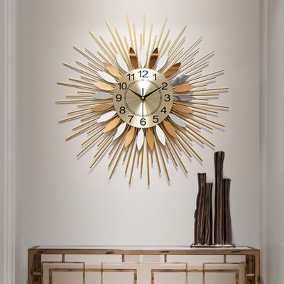 HGJNHM Large Wall Clocks for Living Room Decor Modern Gold Silent Wall Clock Battery Operated Non-Ticking for Bedroom Kitchen Office Home Wall Decorative (Size : 68cm/26inch)