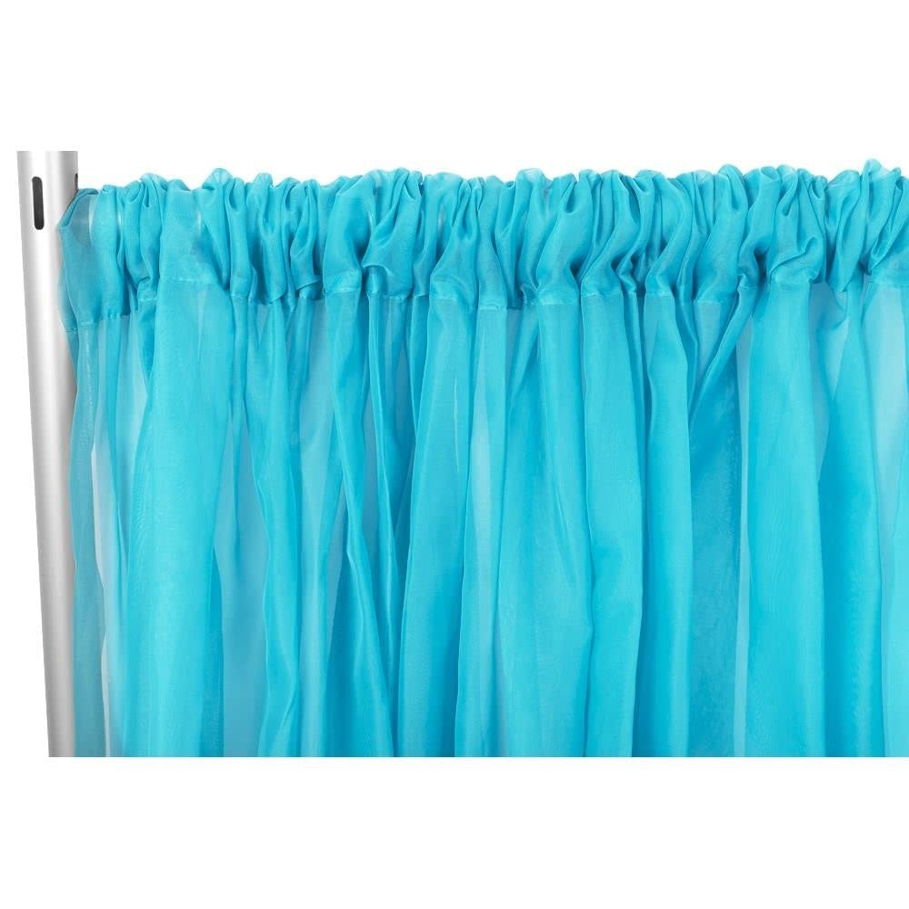1 Pc, Sheer Voile Flame Retardant (Fr) 8Ft H x 118" W Drape/Backdrop Curtain Panel - Aqua Blue Machine Washable Cold & Low Heat for Wedding, Birthday, Shower, Tradeshow, or Events