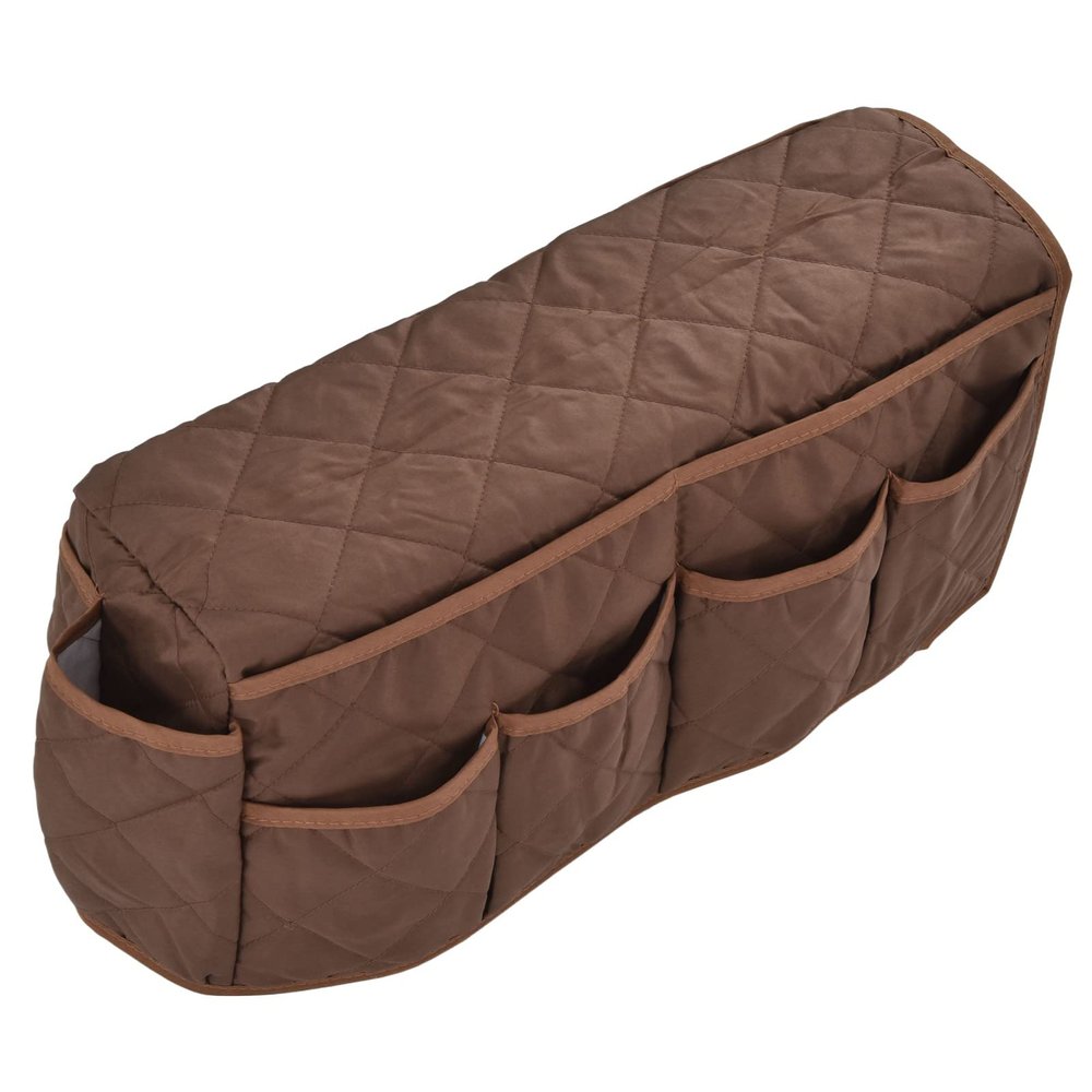 Armrest Organizer for Recliner Couch Sofa Chair, Dustproof Waterproof Armchair Caddy Remote Control Holder with 14 Multifunctional Storage Pockets for Smart Phone, Book, Magazines(Brown)