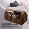 Armrest Organizer for Recliner Couch Sofa Chair, Dustproof Waterproof Armchair Caddy Remote Control Holder with 14 Multifunctional Storage Pockets for Smart Phone, Book, Magazines(Brown) view 2