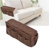 Armrest Organizer for Recliner Couch Sofa Chair, Dustproof Waterproof Armchair Caddy Remote Control Holder with 14 Multifunctional Storage Pockets for Smart Phone, Book, Magazines(Brown) view 3