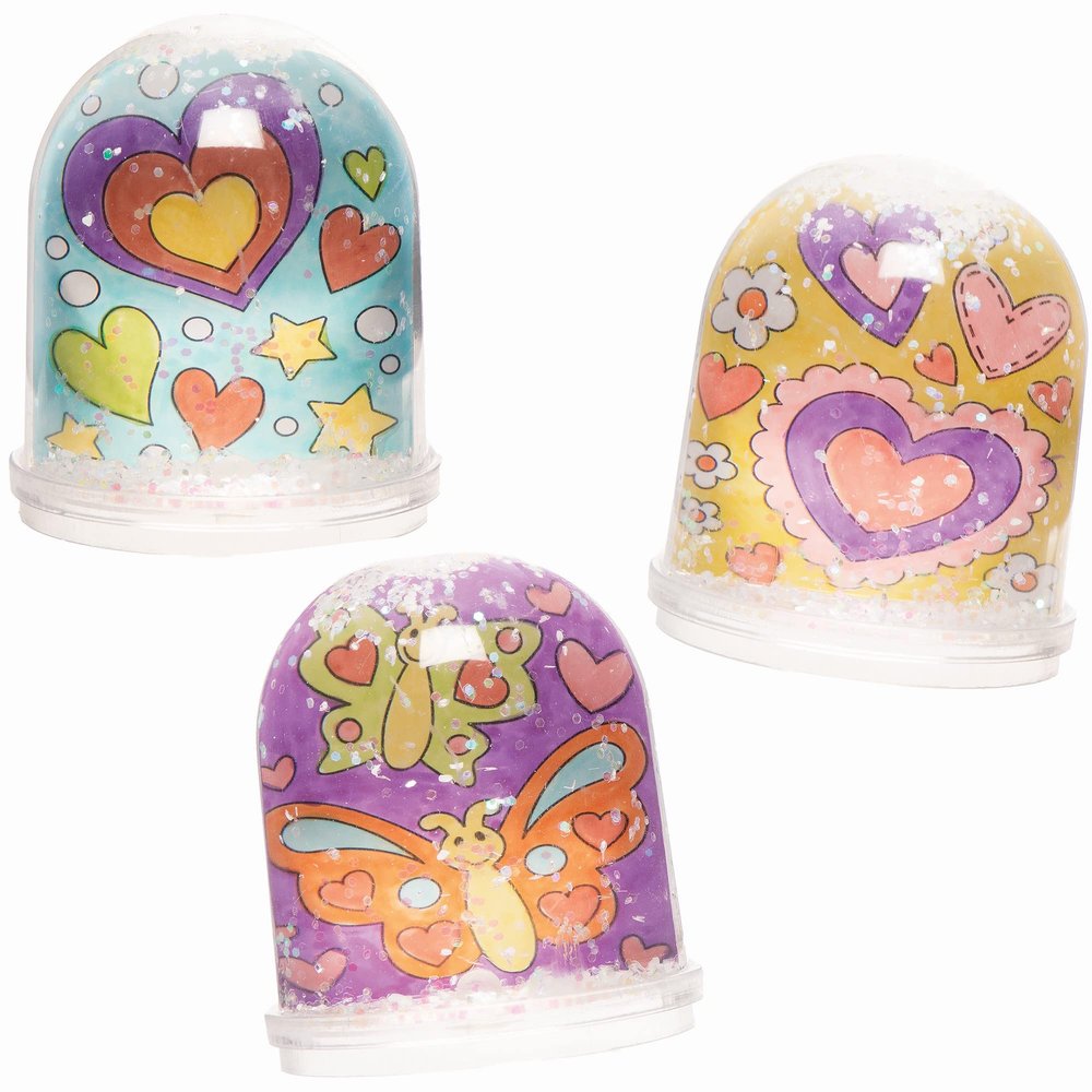 Baker Ross Heart Snow Globes - Box of 4, Kids Valentine's Day Colouring Activities (FC442)