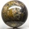 Large 95mm 2.6LBs Black & Golden Moonstone Sphere Polished Natural Sparkling Feldspar Gemston Crystal Mineral Ball - Madagascar + Stand view 2