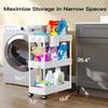 Pipishell Slim Storage Cart with Wheels, Bathroom Cart Organizer Storage Small, Rolling Carts for Bathroom, Laundry Room, Kitchen, Narrow Space, White PIUC04W view 2