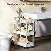 Pipishell Slim Storage Cart with Wheels, Bathroom Cart Organizer Storage Small, Rolling Carts for Bathroom, Laundry Room, Kitchen, Narrow Space, White PIUC04W view 3