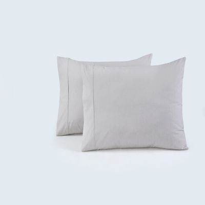 100% Cotton Percale Pillowcases, 2 Pack Pillow Cases, Soft & Breathable Pillow Covers, Light Weight Fabric, Smooth Airy Weave, for Her or Him (Stone Queen/Standard 20"x30", 2)