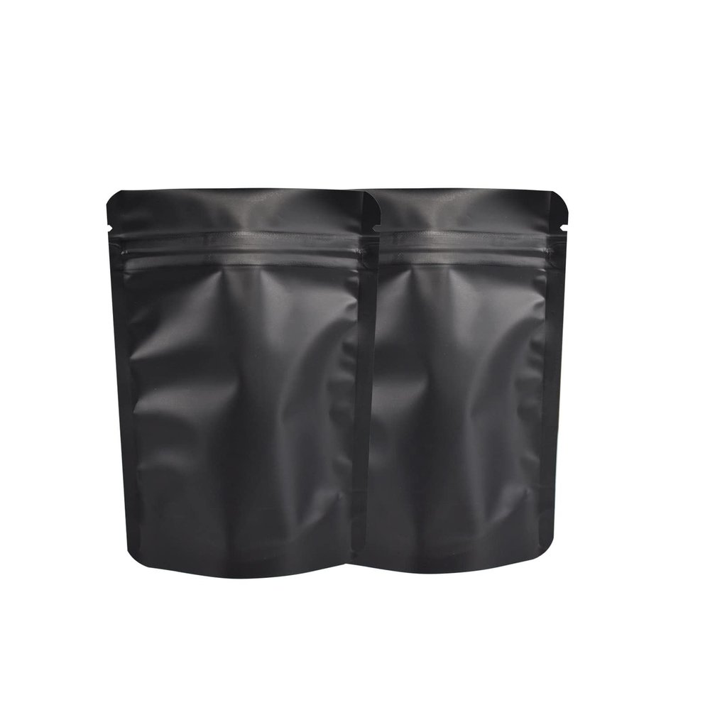 100 Pack Mylar Bag,7 Gram Stand-up Packaging Pouch, 4.72 Mil Thickness Resealable Foil Food Storage Baggies Safe Material,4X6 Inches,Matte Black