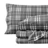 Bare Home Cotton Flannel Sheet Set Prints, Bed Linen Set, Double Brushed Flannel for Extra Softness & Comfort, 4 Piece, Queen, Stirling Plaid - Grey/White view 1