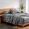 Bare Home Cotton Flannel Sheet Set Prints, Bed Linen Set, Double Brushed Flannel for Extra Softness & Comfort, 4 Piece, Queen, Stirling Plaid - Grey/White view 2