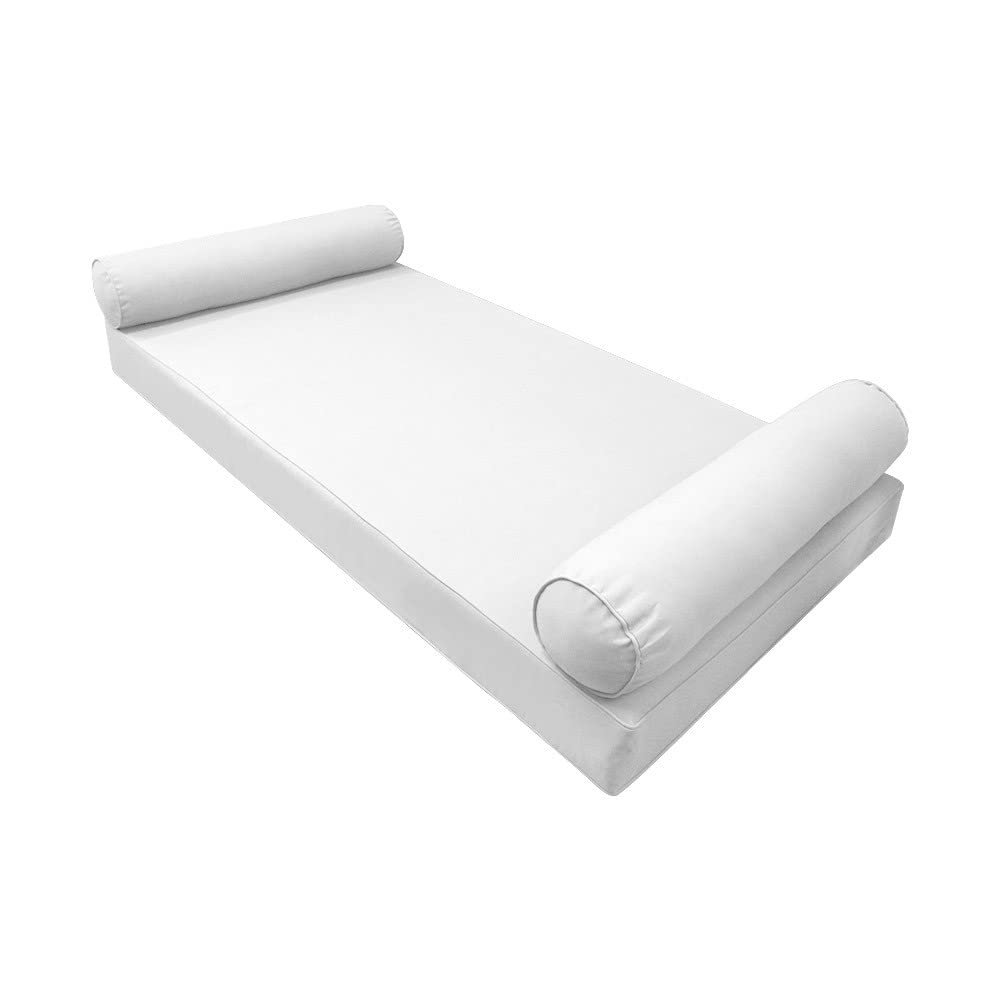 Prolinemax Style 5 Queen Size Piped Trim Outdoor Daybed Mattress Bolster Insert and Cover Complete Set AD106