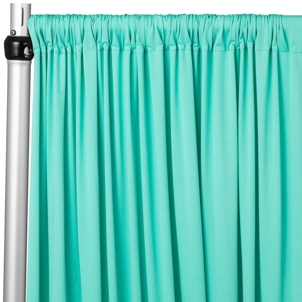 1 Pc, Spandex 4-Way Stretch Drape Curtain 14Ft H x 60" W - Turquoise for Wedding Ceremony, Head Table Backdrop, Dessert Buffet, or Gift Opening Stage
