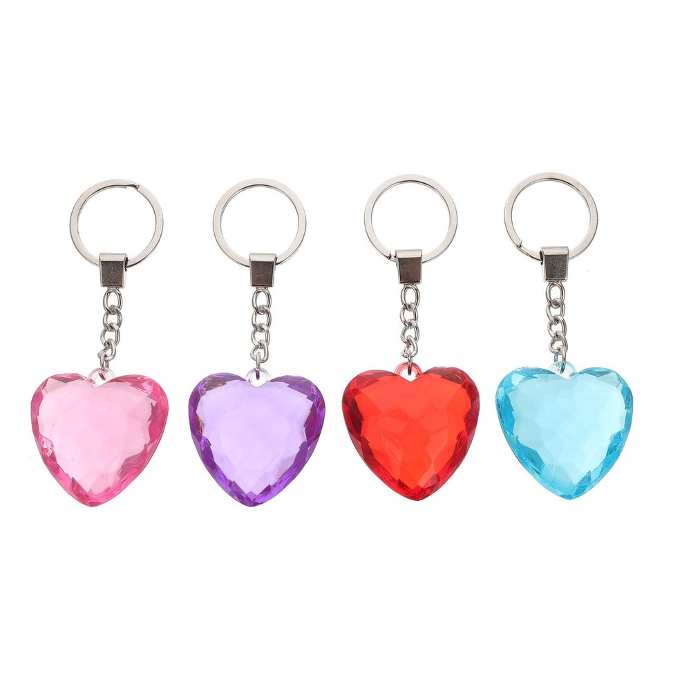 4Pcs key chain valentines keychain Heart Shape Holder crystal heart chain for couples chain Hanging pendant decoration bag lovers bags Acrylic