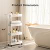 Pipishell Slim Storage Cart with Wheels, 4 Tier Bathroom Storage Organizer Rolling Utility Cart for Bathroom Kitchen Laundry Room Office Narrow Place (White) view 2