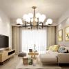 KUYUEOR Black Gold Chandelier Lighting Modern Magic Bean Chandeliers with Transparent Glass Shade Ceiling Light Mid Century During Light for Bedroom Living Room-Black + gold + milk white cover 16t view 2