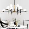 KUYUEOR Black Gold Chandelier Lighting Modern Magic Bean Chandeliers with Transparent Glass Shade Ceiling Light Mid Century During Light for Bedroom Living Room-Black + gold + milk white cover 16t view 3
