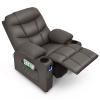 GLACER Kids Recliner Chair w/Cup Holder & Side Pockets, Children Recliner w/Comfortable Backrest, Armrests & Footrest, Toddler PU Leather Recliner for Boys Girls, 3+ Age Group (Brown) view 1