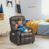 GLACER Kids Recliner Chair w/Cup Holder & Side Pockets, Children Recliner w/Comfortable Backrest, Armrests & Footrest, Toddler PU Leather Recliner for Boys Girls, 3+ Age Group (Brown) view 2