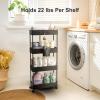 Pipishell Slim Storage Cart with Wheels - Bathroom Cart Organizer Storage, 4 Tier Rolling Carts for Bathroom, Laundry Room, Kitchen, Narrow Space, Black PIUC05 view 3