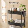 Pipishell Slim Storage Cart with Wheels - Bathroom Cart Organizer Storage, 4 Tier Rolling Carts for Bathroom, Laundry Room, Kitchen, Narrow Space, Black PIUC05 view 4