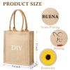 Saintrygo 10 Pcs Burlap Tote Bags Burlap Gift Tote with Handles Reusable Beach Bridesmaid Welcome Bags for DIY Wedding Shopping Pool Party Favor, 11.1''x 9.5''x 4.2''(Khaki) view 2