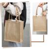 Saintrygo 10 Pcs Burlap Tote Bags Burlap Gift Tote with Handles Reusable Beach Bridesmaid Welcome Bags for DIY Wedding Shopping Pool Party Favor, 11.1''x 9.5''x 4.2''(Khaki) view 4