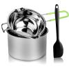 Double Boiler Pot Set, Stainless Steel Melting Pot with Silicone Spatula for Melting Chocolate, Soap, Wax, Candle Making (600ml and 1600ml,Green) view 1