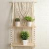 DUO ER Woven Floating Shelf Tapestry Boho Style Hanging Art Plant Holder Bohemian Pendant Macrame Wall Hanging for Home Decor view 2