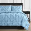 RAJVEER TEXTILE Pinch Pleated 1 Piece Duvet Cover Set- 100% Egyptian Cotton Quality 800TC with Zipper & Corner Ties Rectangle Pattern Decorative Pintuck Pillowcase (106x92 King Size, Light Blue) view 2