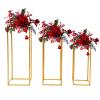 3 Pack Gold Metal Flower Stands Floor Vase Column Stand Wedding Centerpieces Vase for Tables Decorations,Geometric Flower Display Rack for Wedding Valentine's Day Party Event Supply (50cm +60cm+70cm) view 1