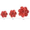 Ceramic Flower Red Rose Handcrafted Sculpture 3D Wall Art Decor Home Living Room Office Wedding Gift 7cm view 2