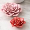 Ceramic Flower Red Rose Handcrafted Sculpture 3D Wall Art Decor Home Living Room Office Wedding Gift 7cm view 3