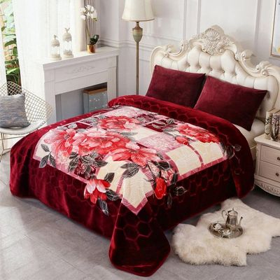 1 Piece Casual fluffy Comforter King Size Microfiber colorful ruby Burgundy dark red multicolor Floral pattern Thick Luxurious Vibrant | home Bedding Reversible Extra soft Shams design Room bed Decor