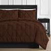 Pinch Pleated 3 Piece Duvet Cover Set- 100% Egyptian Cotton Quality 800TC with Zipper & Corner Ties Rectangle Pattern Decorative Pintuck Pillowcase With Size (Full/Full XL 88x88, Chocolate) view 2