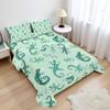 Ambesonne Reptile Sheet Set, Exotic Lizards Chameleons Leaping Illustration Nature Reptiles, Fitted and Flat Sheet with Pillowcases Bedding Accent 4 Piece Set, Queen, Green Mint view 2