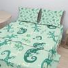 Ambesonne Reptile Sheet Set, Exotic Lizards Chameleons Leaping Illustration Nature Reptiles, Fitted and Flat Sheet with Pillowcases Bedding Accent 4 Piece Set, Queen, Green Mint view 3
