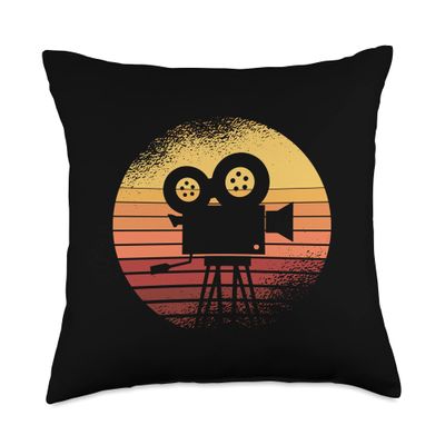 Camera & Filmmaking Designs Film School Filmmaker Cinematographer Retro Vintage Throw Pillow, 18x18, Multicolor