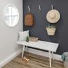 Plank+Beam Entryway Bench, Wooden End of Bed Bench for Bedroom, Mid-Century Modern Square Bench for Hallway, Living Room, Indoor, Porch, 41.25", White view 3
