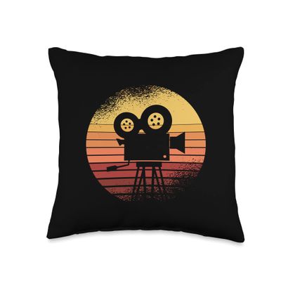 Camera & Filmmaking Designs Film School Filmmaker Cinematographer Retro Vintage Throw Pillow, 16x16, Multicolor
