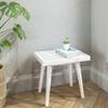 Plank+Beam Entryway Bench, Wooden End of Bed Bench for Bedroom, Mid-Century Modern Square Bench for Hallway, Living Room, Indoor, Porch, 19, White view 1