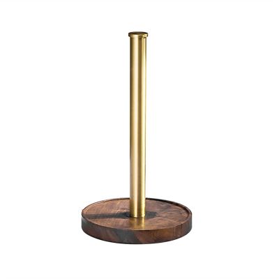 Paper Towel Holder 1 Pack Paper Towel Holder Solid wood kitchen Paper Towel Holder Upright Hand Towel Dispenser for Kitchen Bathroom (Round Bottom) Kitchen Paper Towels Holder