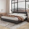 Allewie King Size Bed Frame with Adjustable Headboard, Upholstered Platform Bed with Wood Slats, Heavy Duty Mattress Foundation, No Box Spring Needed, Noise-Free, Easy Assembly, Dark Grey view 1
