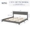 Allewie King Size Bed Frame with Adjustable Headboard, Upholstered Platform Bed with Wood Slats, Heavy Duty Mattress Foundation, No Box Spring Needed, Noise-Free, Easy Assembly, Dark Grey view 2