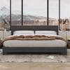 Allewie King Size Bed Frame with Adjustable Headboard, Upholstered Platform Bed with Wood Slats, Heavy Duty Mattress Foundation, No Box Spring Needed, Noise-Free, Easy Assembly, Dark Grey view 3