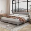 Allewie King Size Platform Bed Frame with Adjustable Upholstered Headboard, Strong Wood Slats, Heavy Duty Mattress Foundation, No Box Spring Needed, Noise-Free, Easy Assembly, Light Grey view 1